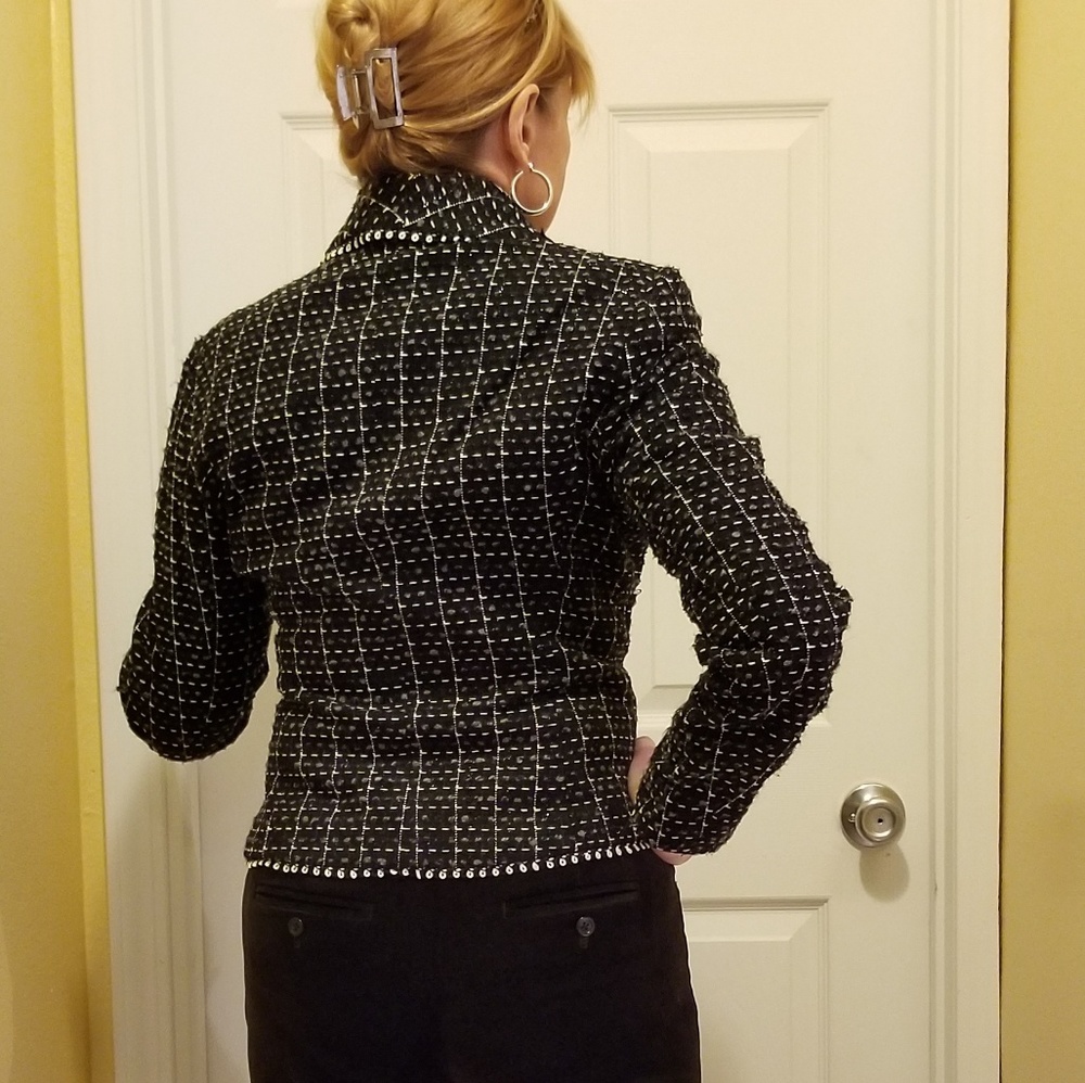 GIANCARLO FERRARI B/W/Gray Glitter Thread Jacket S - Picture 3 of 8